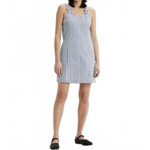 Levi's Aly Sleeveless Jumper Mini Denim Dress Blue White Check Gingham NWT XXL